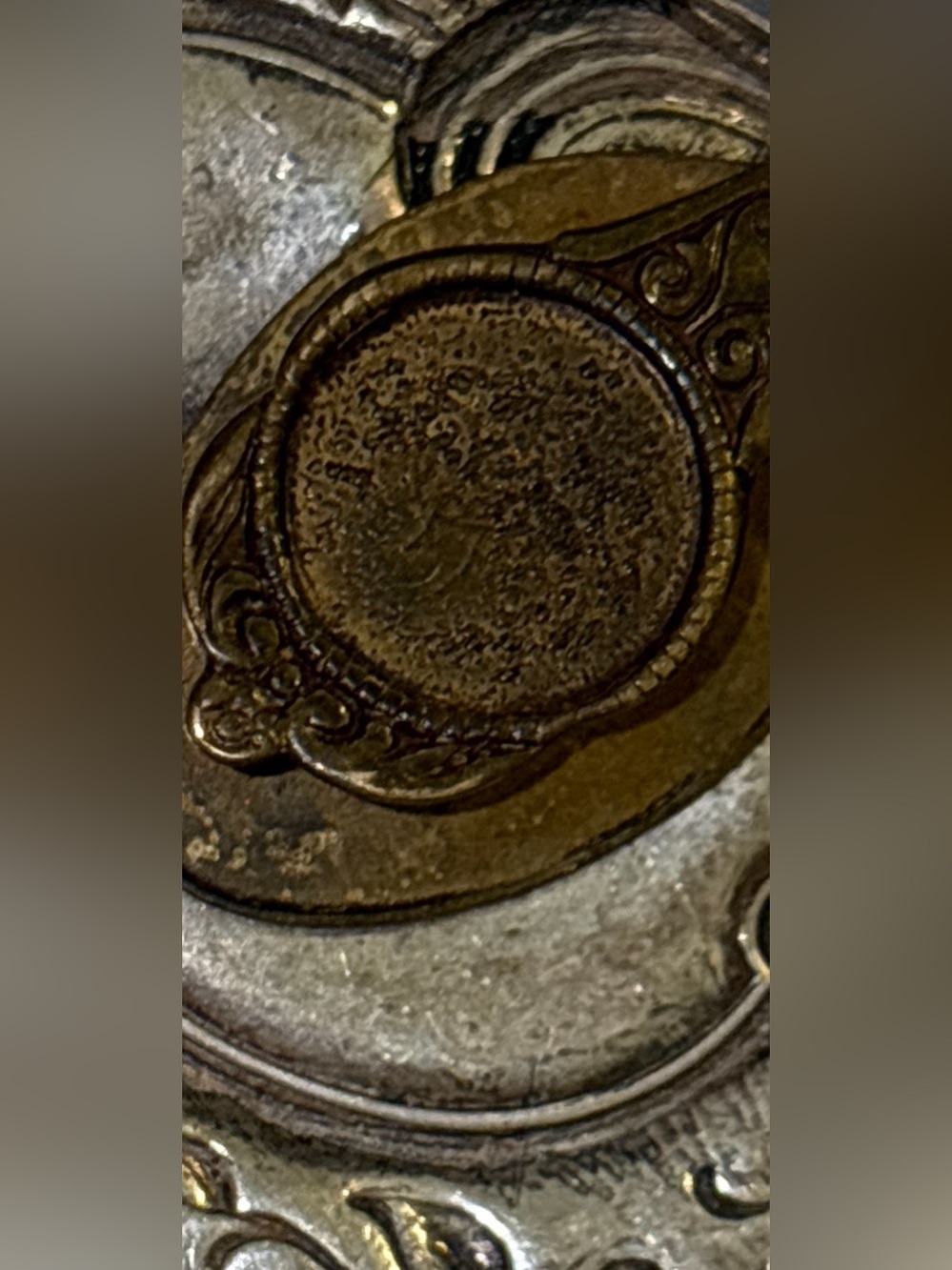 RARE Vintage Mixed Metal Tiger Statement Pendant Art Nouveau Oval Auburn GameDay - Picture 10 of 13